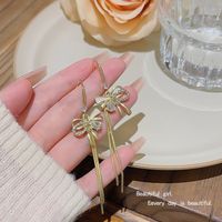 1 Pair Simple Style Commute Bow Knot Inlay Alloy Zircon Drop Earrings main image 3