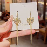1 Pair Simple Style Commute Bow Knot Inlay Alloy Zircon Drop Earrings main image 4