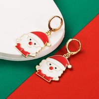 1 Pair Christmas Streetwear Christmas Tree Santa Claus Elk Enamel Alloy Drop Earrings sku image 4