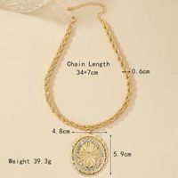 Vintage Style Round Alloy Plating Inlay Artificial Rhinestones 14k Gold Plated Women's Pendant Necklace main image 6