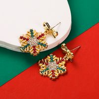 1 Pair Cute Streetwear Christmas Tree Santa Claus Snowflake Enamel Inlay Alloy Rhinestones Drop Earrings sku image 3