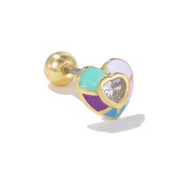 1 Piece Ig Style Simple Style Geometric Heart Shape Flower Plating Inlay Brass Zircon 18k Gold Plated White Gold Plated Ear Studs main image 2
