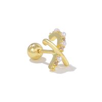 1 Piece Ig Style Simple Style Geometric Heart Shape Flower Plating Inlay Brass Zircon 18k Gold Plated White Gold Plated Ear Studs sku image 7
