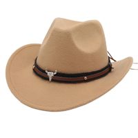 Unisex Basic Cowboy Style Solid Color Big Eaves Fedora Hat main image 1