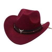 Unisex Basic Cowboy Style Solid Color Big Eaves Fedora Hat main image 5