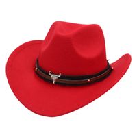 Unisex Basic Cowboy Style Solid Color Big Eaves Fedora Hat main image 2