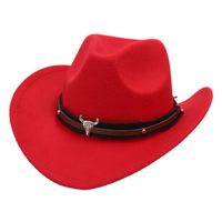 Unisex Basic Cowboy Style Solid Color Big Eaves Fedora Hat sku image 2