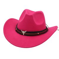 Unisex Basic Cowboy Style Solid Color Big Eaves Fedora Hat sku image 13