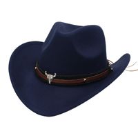 Unisex Basic Cowboy Style Solid Color Big Eaves Fedora Hat sku image 14