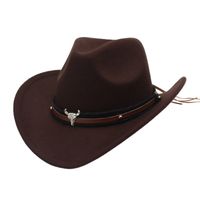 Unisex Basic Cowboy Style Solid Color Big Eaves Fedora Hat sku image 17