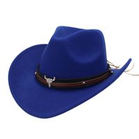 Unisex Basic Cowboy Style Solid Color Big Eaves Fedora Hat sku image 18
