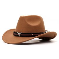 Unisex Basic Cowboy Style Solid Color Big Eaves Fedora Hat sku image 20