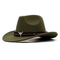 Unisex Basic Cowboy Style Solid Color Big Eaves Fedora Hat sku image 21
