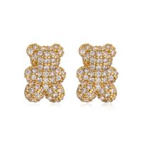 Elegant Cute Simple Style Bear Copper Plating Inlay Zircon 18k Gold Plated Rings Earrings Necklace main image 8