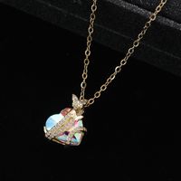 IG Style Elegant Lady Heart Shape Butterfly Alloy Inlay Artificial Gemstones Women's Pendant Necklace main image 4