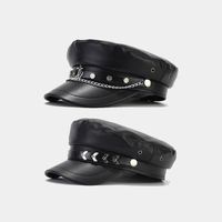 Unisex Basic Retro Solid Color Chain Curved Eaves Military Hat main image 1