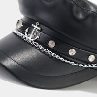 Unisex Basic Retro Solid Color Chain Curved Eaves Military Hat main image 4