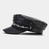 Unisex Basic Retro Solid Color Chain Curved Eaves Military Hat main image 5