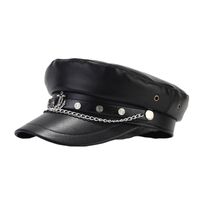 Unisex Basic Retro Solid Color Chain Curved Eaves Military Hat main image 3