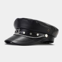 Unisex Basic Retro Solid Color Chain Curved Eaves Military Hat sku image 1