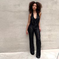 Women's Party Street Sexy Solid Color Full Length Sequins Jumpsuits main image 4