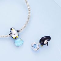 Casual Cute Penguin Sterling Silver Inlay Crystal Jewelry Accessories main image 5