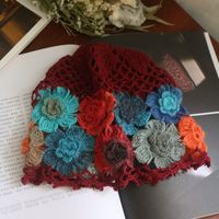 Women's Retro Flower Crochet Lace Eaveless Wool Cap sku image 3