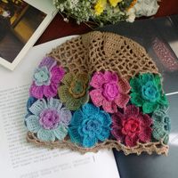 Women's Retro Flower Crochet Lace Eaveless Wool Cap sku image 5