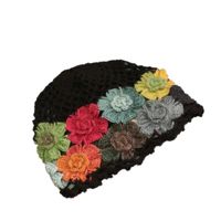 Women's Retro Flower Crochet Lace Eaveless Wool Cap main image 3