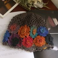 Women's Retro Flower Crochet Lace Eaveless Wool Cap sku image 4