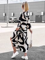 Women's Regular Dress Simple Style Turndown Printing Button Long Sleeve Color Block Midi Dress Daily Street main image 5