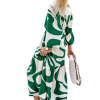 Women's Regular Dress Simple Style Turndown Printing Button Long Sleeve Color Block Midi Dress Daily Street main image 4