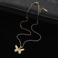 Wholesale Elegant Vintage Style Butterfly Stainless Steel Titanium Steel Plating Inlay Zircon Pendant Necklace main image 5