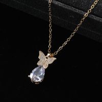 Glamour Lindo Mariposa Aleación Embutido Diamantes De Imitación Mujeres Collar Colgante sku image 3