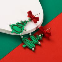 1 زوج جذاب شجرة عيد الميلاد حلويات ورد المينا ترصيع سبيكة لؤلؤة الأقراط المعلقة main image 5