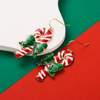 1 Pair Cute Christmas Tree Candy Flower Enamel Inlay Alloy Pearl Drop Earrings sku image 2