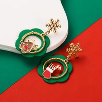 1 Pair Cute Christmas Tree Candy Flower Enamel Inlay Alloy Pearl Drop Earrings sku image 4