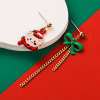 1 Pair Glam Streetwear Christmas Tree Bow Knot Snowflake Inlay Alloy Rhinestone Rhinestones Gold Plated Drop Earrings main image 3