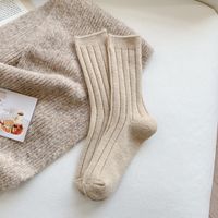 Women's Simple Style Solid Color Blending Wool Crew Socks A Pair sku image 1
