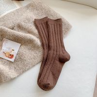 Women's Simple Style Solid Color Blending Wool Crew Socks A Pair sku image 4