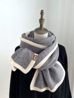 Women's Basic Korean Style Color Block Knit Scarf sku image 2