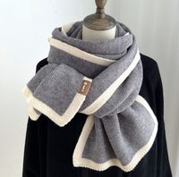 Women's Basic Korean Style Color Block Knit Scarf main image 2