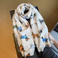 Women's Cartoon Style Cute Animal Cotton And Linen Scarf main image 6