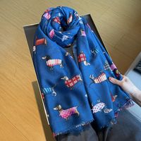 Women's Cartoon Style Cute Animal Cotton And Linen Scarf main image 4
