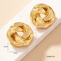 1 Pair Casual Simple Style Solid Color Twist Ferroalloy 14k Gold Plated Ear Studs main image 1