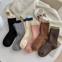 Women's Japanese Style Color Block Wool Crew Socks A Pair main image 1