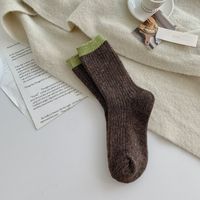 Women's Japanese Style Color Block Wool Crew Socks A Pair sku image 6