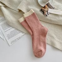 Women's Japanese Style Color Block Wool Crew Socks A Pair sku image 1