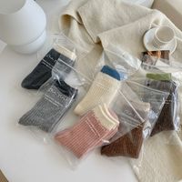 Women's Japanese Style Color Block Wool Crew Socks A Pair main image 4