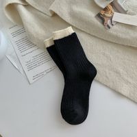 Women's Japanese Style Color Block Wool Crew Socks A Pair sku image 3